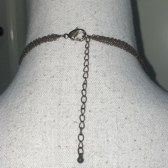 Hematite Encrusted Long Tassel Necklace with Cuff Bracelet Elegant Silver Gold - Picture 5 of 15